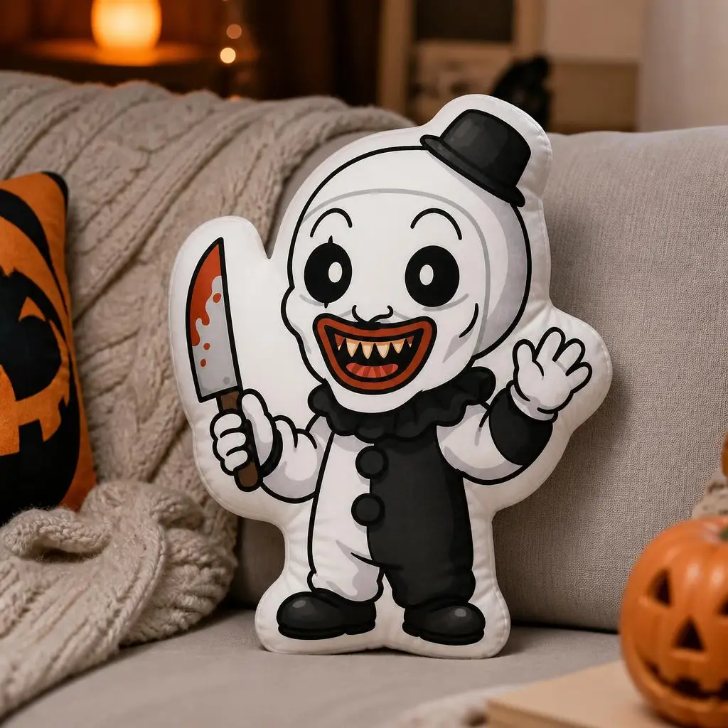 Art The Clown Terrifier Chibi Plush Pillow Cushion Irregular Stuffed Throw Pillow Home Decor Gift Sofa Bed Couch