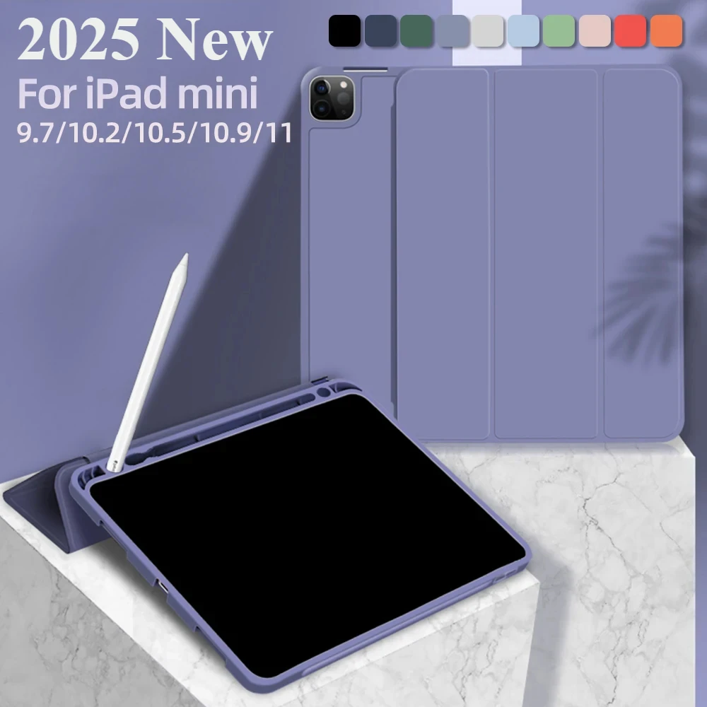 

2025 New Business Tablet with Pen Holder Case for IPad 11th A16 Mini7 A17 Pro 13 11 12.9 " Air7 6 5 4 10.2" 10th Gen Smart Cover