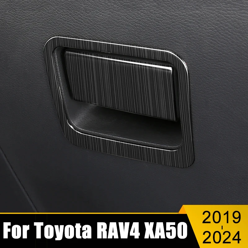 

For Toyota RAV4 2019-2021 2022 2023 2024 RAV 4 XA50 Hybrid Stainless Car Storage Box Co-Pilot Handle Bowl Cover Trim Stickers