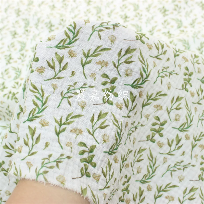 Double-layer Cotton Gauze, Crepe Fabric, Small Floral Fabric, Children's Sleepwear, Home Clothing Fabric1M/2M/3M/5M