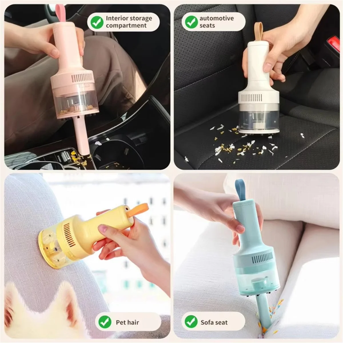 Desktop Vacuum Cleaner for Home and Car Use, Strong Suction, USB Charging, Mini Keyboard Cleaner Pink