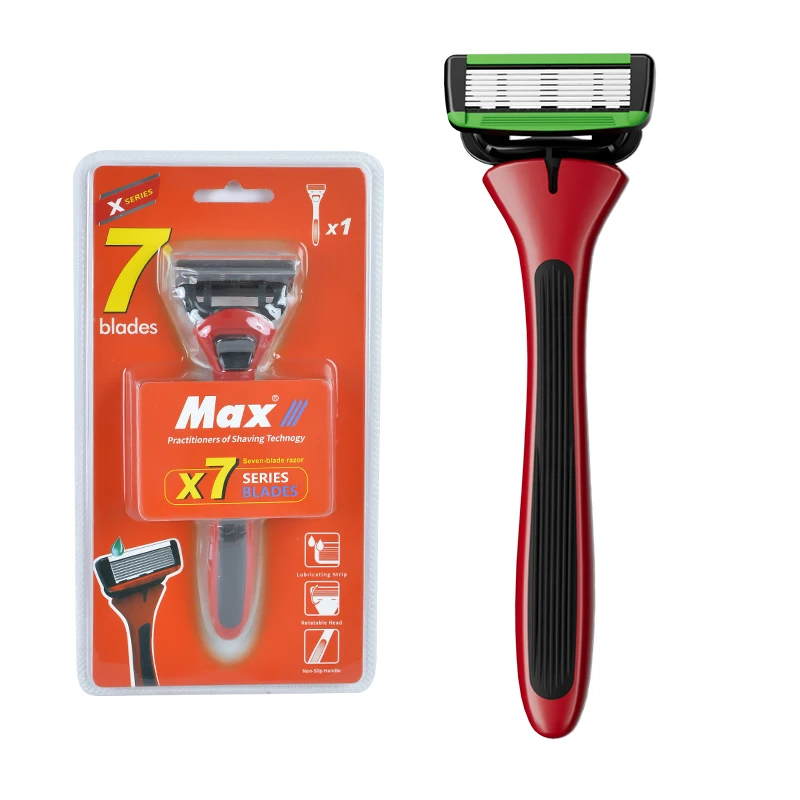 

the newest 7 blade metal handle system razor the best quality germany stainless steel blade shaving razor for man