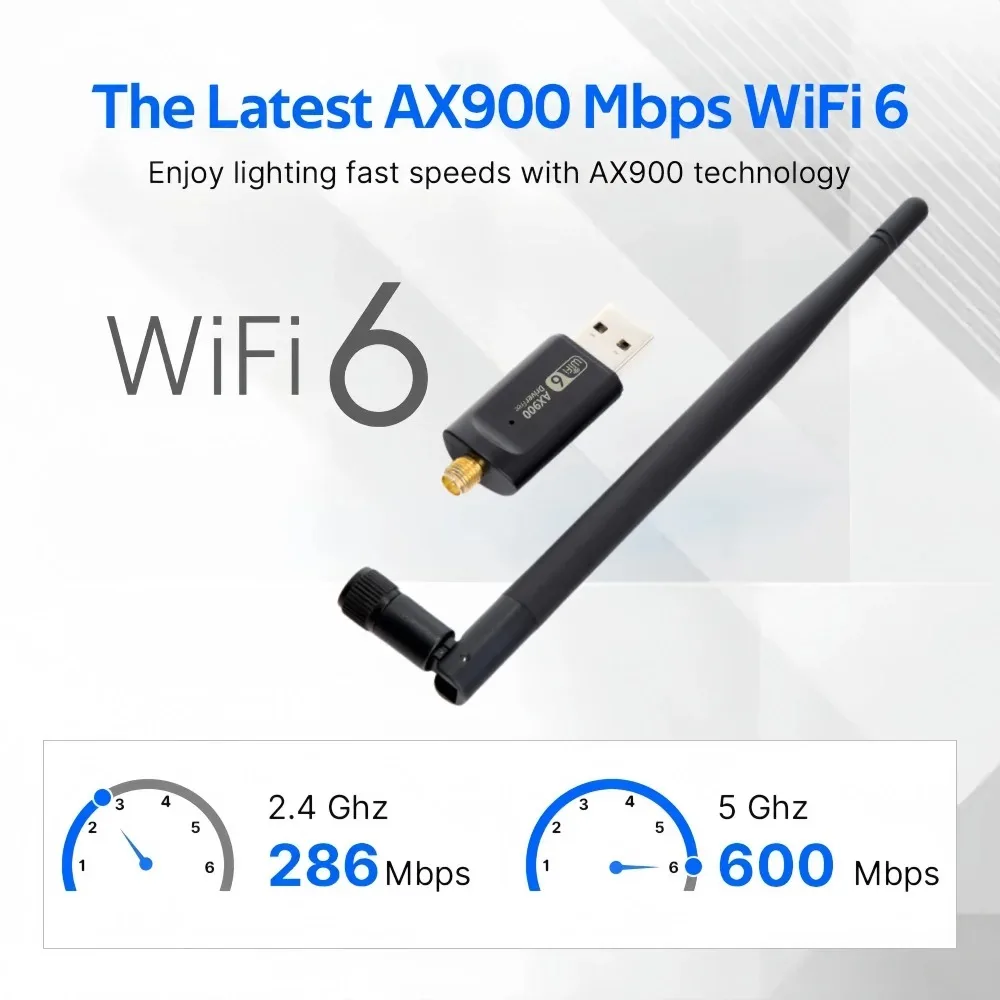 900Mbps WiFi 6 USB Adapter 2.4G/5GHz WiFi6 USB Dongle AX900 Wireless Network Card Wi-Fi Receiver Driver Free For PC Laptop