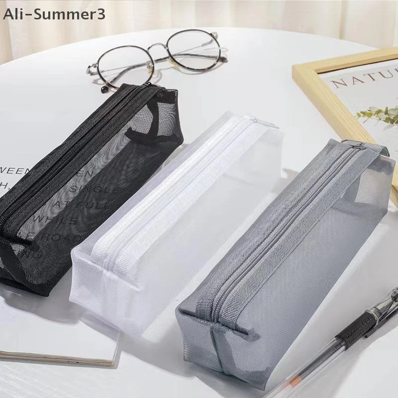 Mesh Bleistift Fall Transparent Stifte Beutel Nette Einfache Ästhetische Tasche Organizer Büro Schule Liefert Für Student Schreibwaren