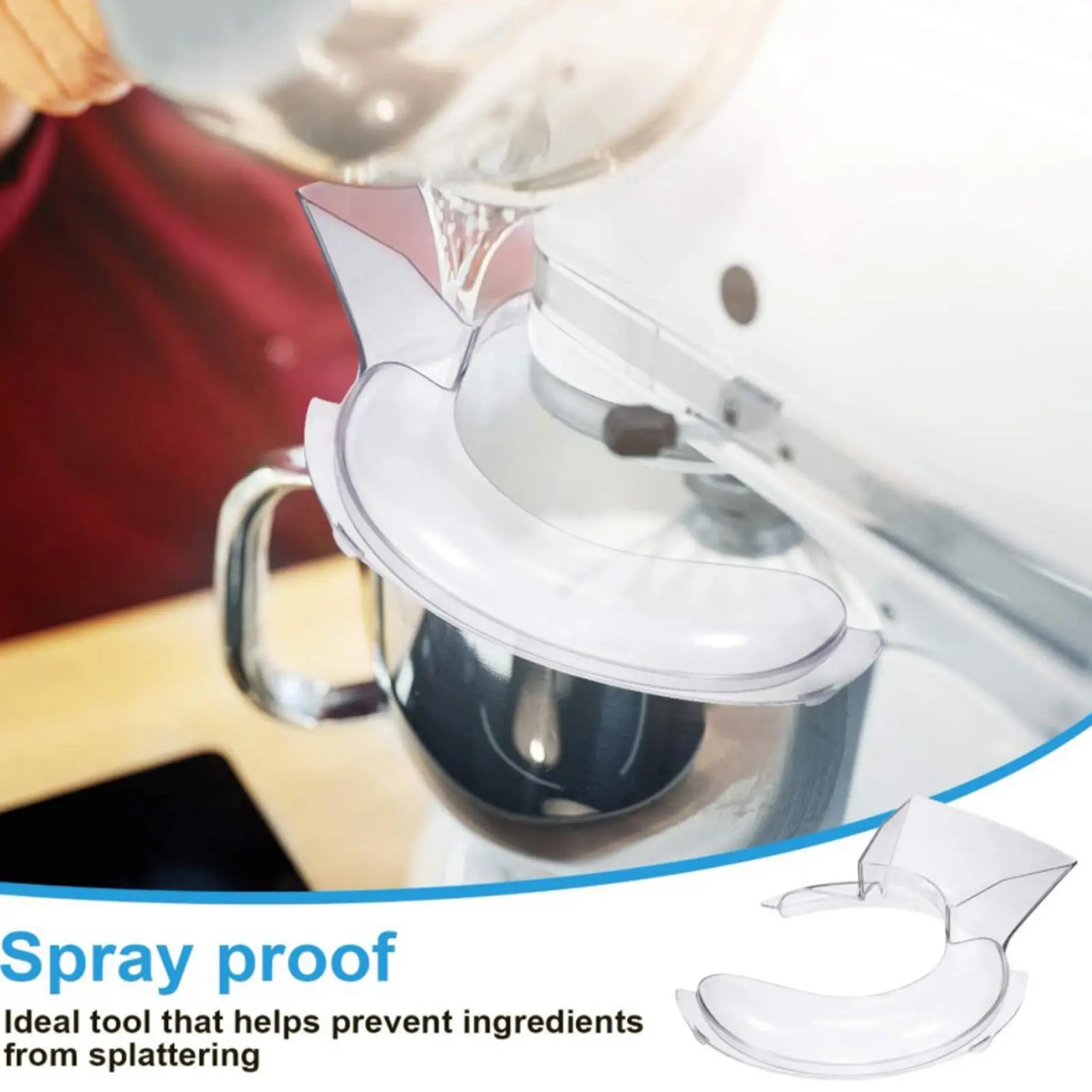 Mixer Pouring Shield Splash Guard Attachment Acrylic Kitchen Accessory for Stand Mixer Bowl 5QT