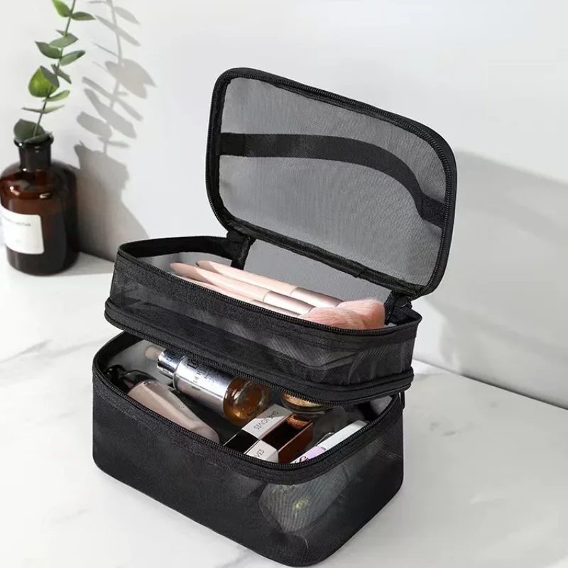 Fashion Comestic Bag Travel Makeup Storage Two Layer Toiletry Bags Portable Makeup Pouch Women Necessary Bathroom Accessories