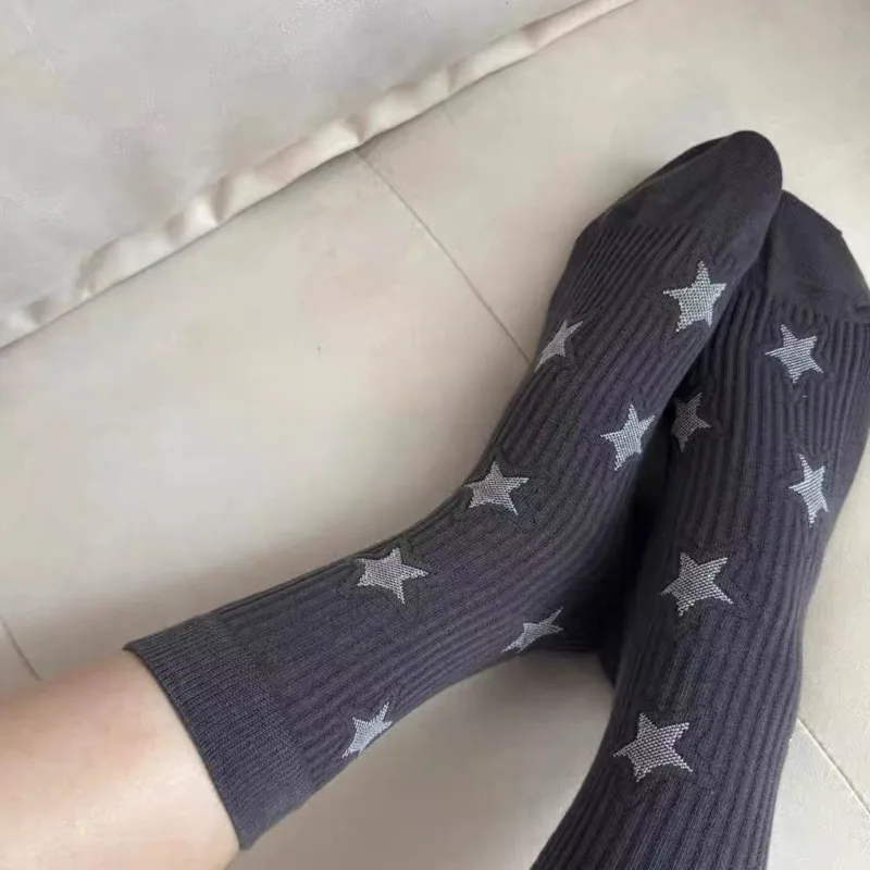 

Cute Star Graphic Y2k Socks For Girl 5 Pairs Winter Mid Tube Lolita Stockings Women Fashion Sleep Long Socks Home Leg Warmers