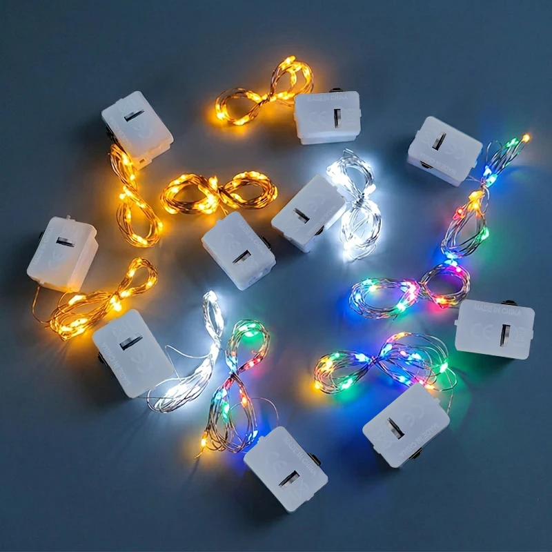 1/5/10Pcs Battery LED String Lights Copper Silver Wire Garland Light Waterproof Fairy Lights Party Decoration Christmas Wedding
