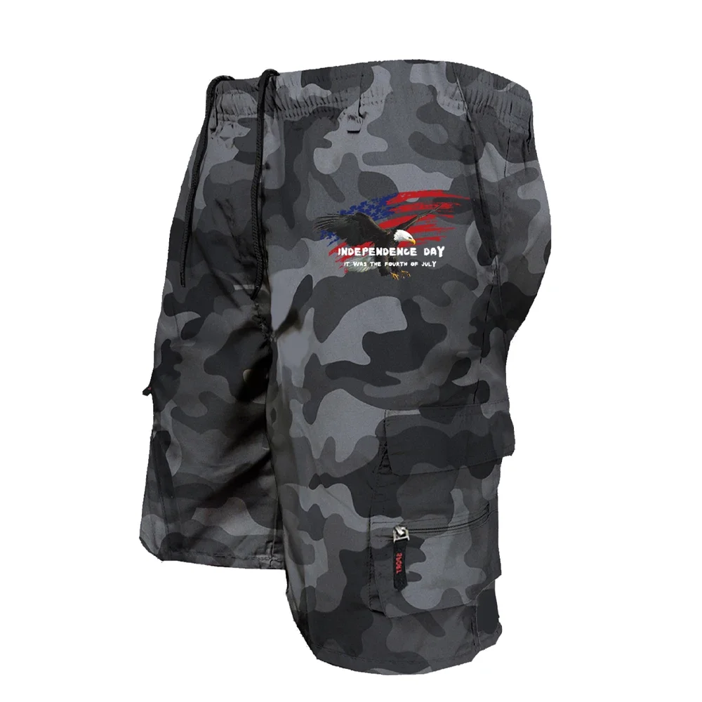 Summer Men's Military Style Cargo Shorts American Print Casual Workwear Tactical Street Fashion Pants view 6