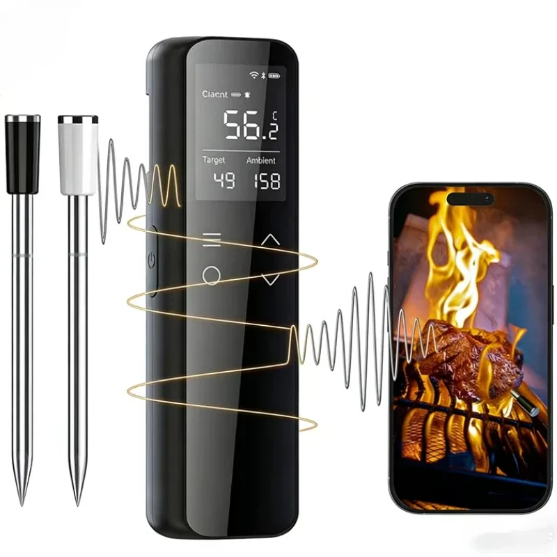 

Wireless WiFi Bluetooth BBQ meat thermometer with 5 + 1 sensors, waterproof, suitable for grilling and sucking