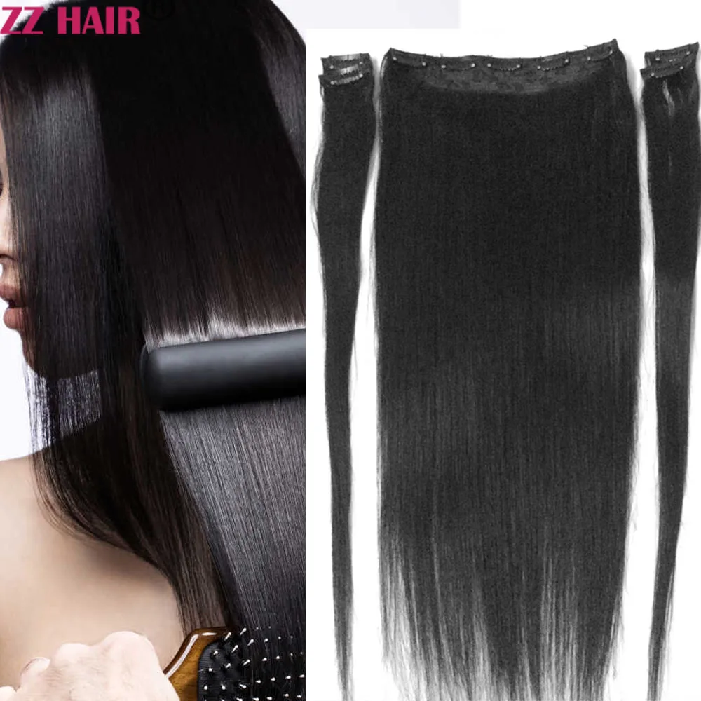 

ZZHAIR 100% бразильские заколки для волос Remy в наращивании 16 "-24" 5 шт. Набор 160 г-180 г Пять штук 1x25 4x5 Натуральные прямые