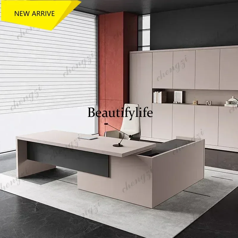 

M178 Luxury Shaped Computer Desks Filing Cabinet Large Modern Boss Manager Supervisor Executive Office Desk Furniture Drawers S