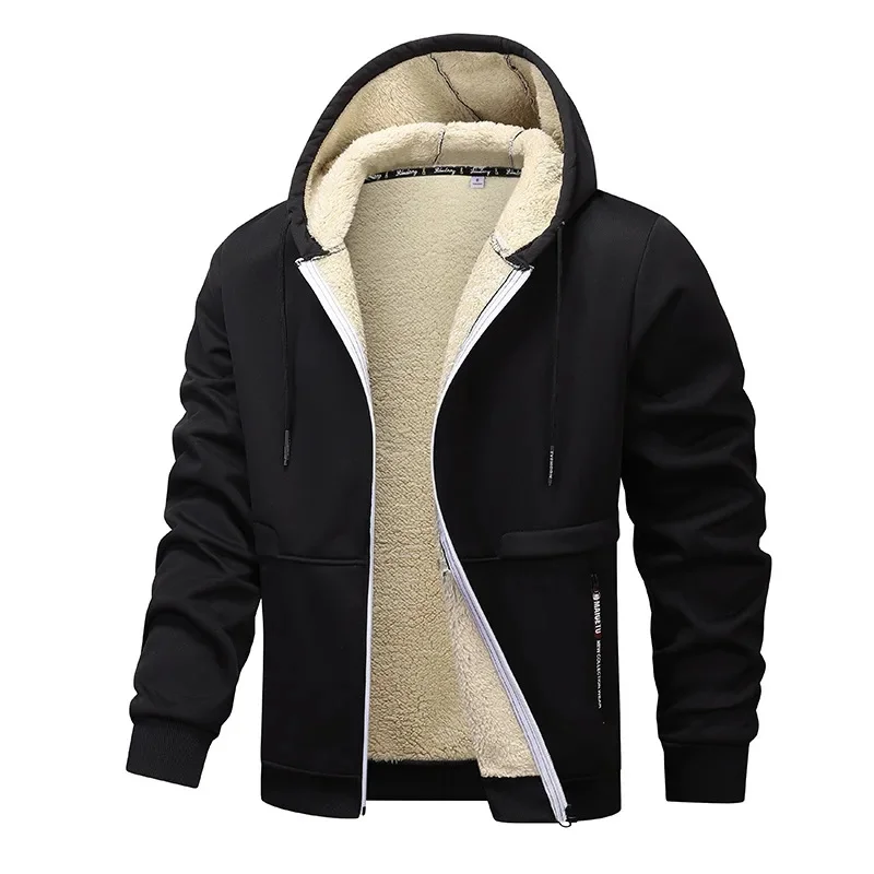 

Autumn Winter Thickened Hooded Open Style Casual Outerwear Hoodie Jacket Casual Cardigan Loose Solid Color Warm Thick Coat