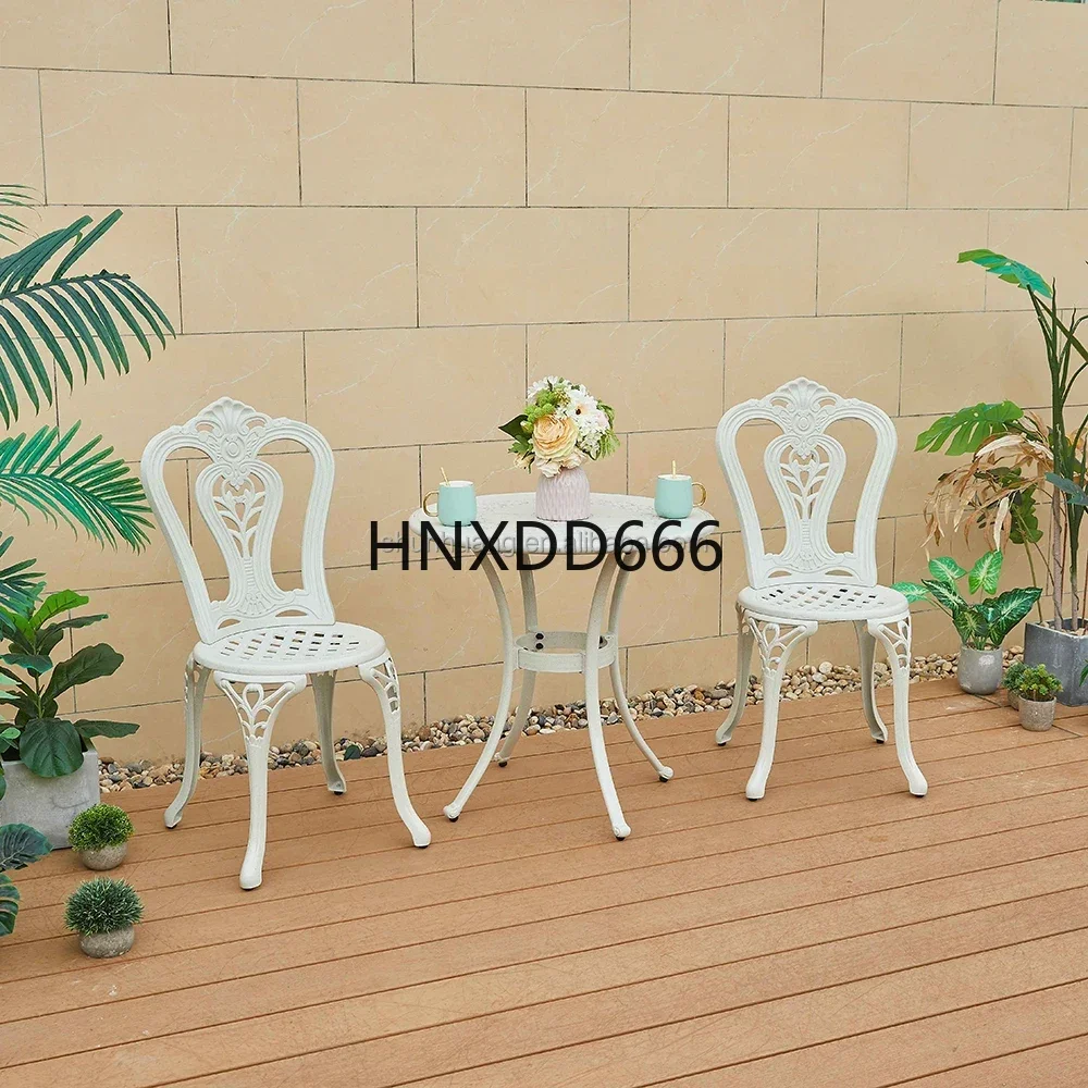 

New design durable outdoor furniture patio dining set cast aluminium frame white table