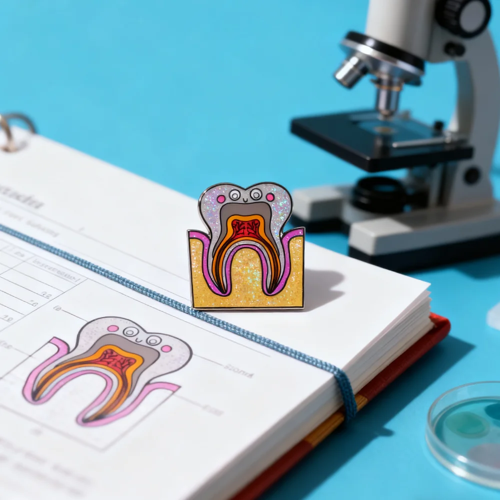 Lovely Tooth Anatomical Enamel Pin Medical Dental Dentist Brooch Excellent Material Jewelry for Doctor Nurse Lapel Badge