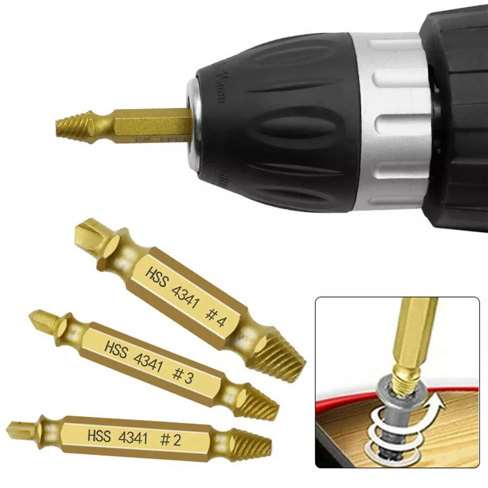 Imagem -02 - Parafuso Danificado Extractor Drill Grupo Double Side Parafuso Quebrado Descascado para Carpintaria Parafuso Facilmente Remover Ferramentas Pcs