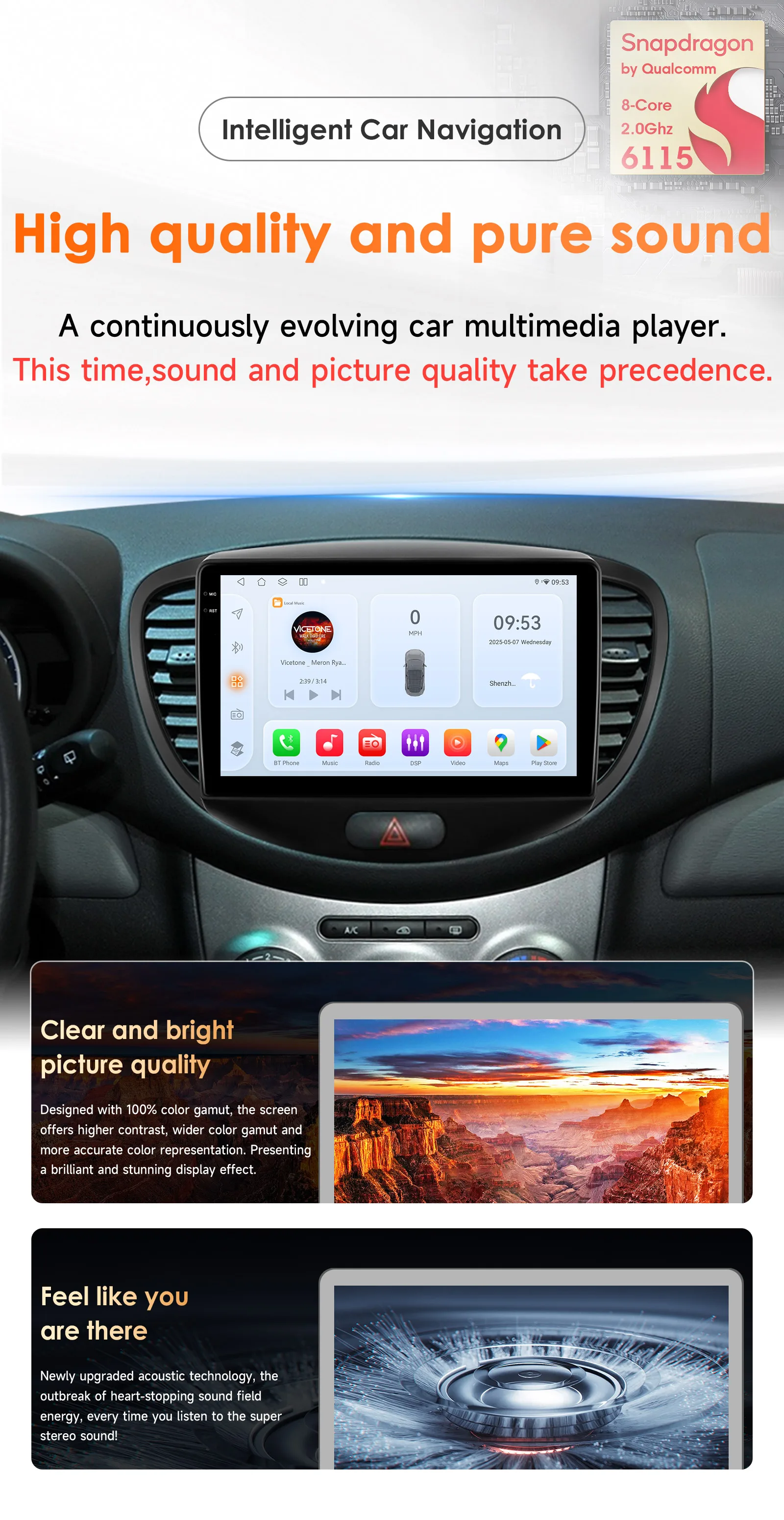 2Din 360Camera Car Intelligent System Android 14 Car Radio for Hyundai I30 2007-2013 Multimedia Player Autoradio Carplay 4G WIFI