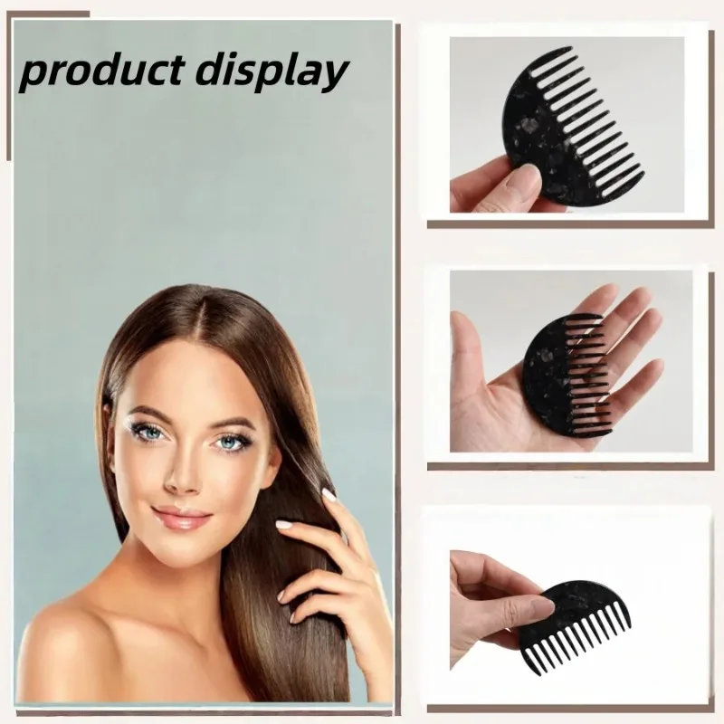 1Pc Multi‑Color Acrylic Half‑Round Straightening Hair Comb, Portable Unisex Hairbrush for Men Women Daily Use