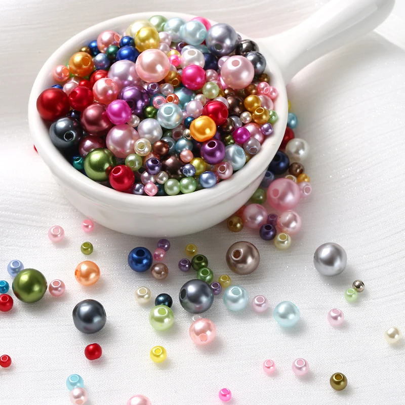 DUCrystal ABS Mix 3-8mm Round Beads With Holes DIY Bracelet Charms Necklace Beads For Making #4