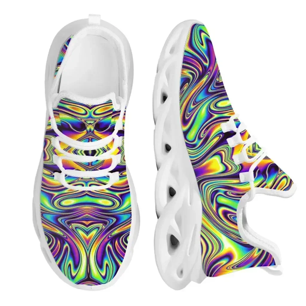 Fashion Trippy Colorful Mesh Breathable Outdoor Shoes Comfortable Casual Shoes Spring Running Shoes Soft Flat Shoe
