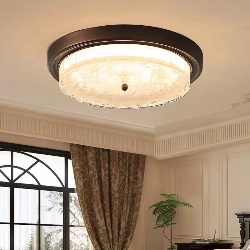 

Retro Ceiling Light American Style Rural Circular Bedroom Light Simple Restaurant Study Light Atmospheric Lighting Fixtures