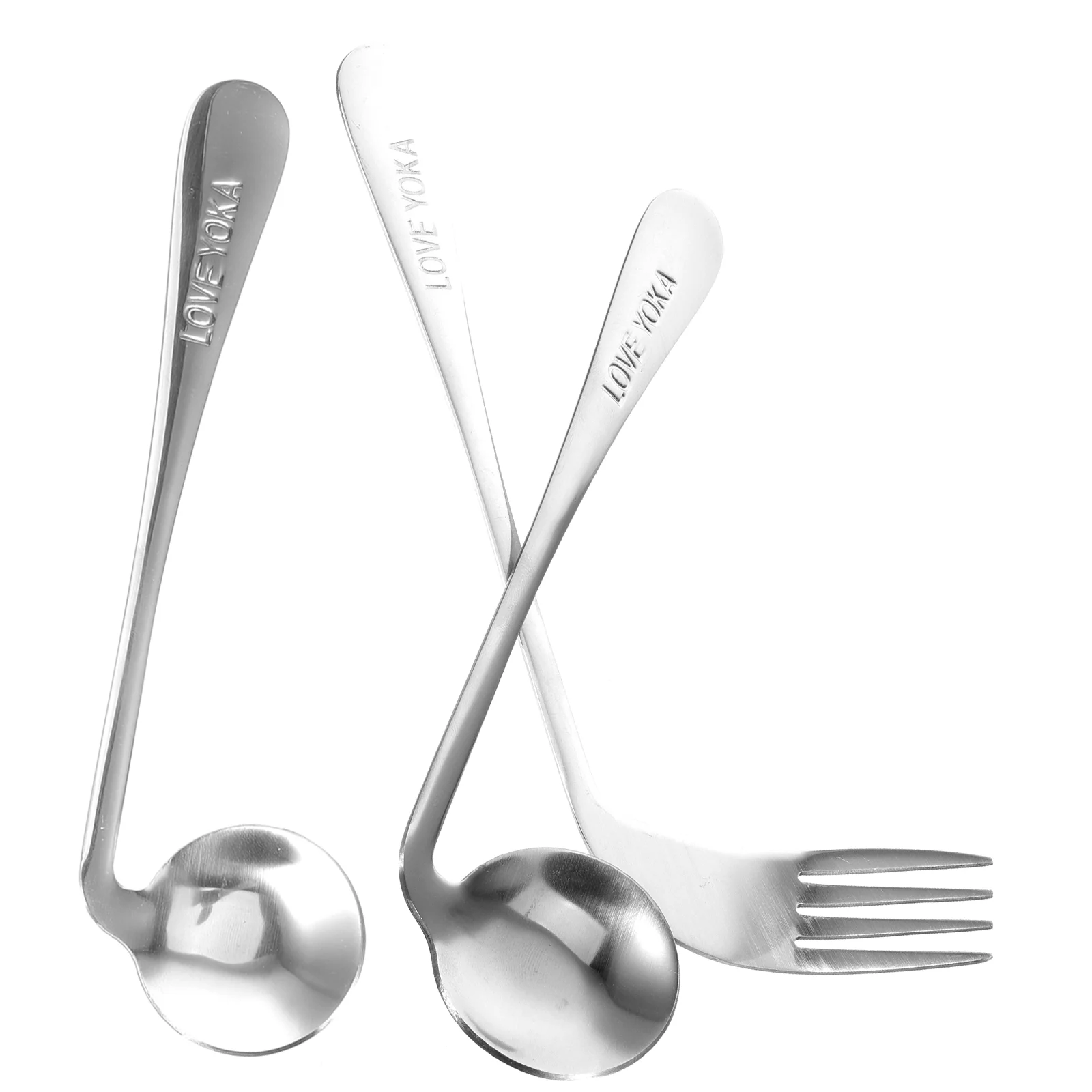 Left Hand Cutlery Curved Fork Food Feeding Angled Spoon Disabled Stainless Steel Old Man Tableware Bevel