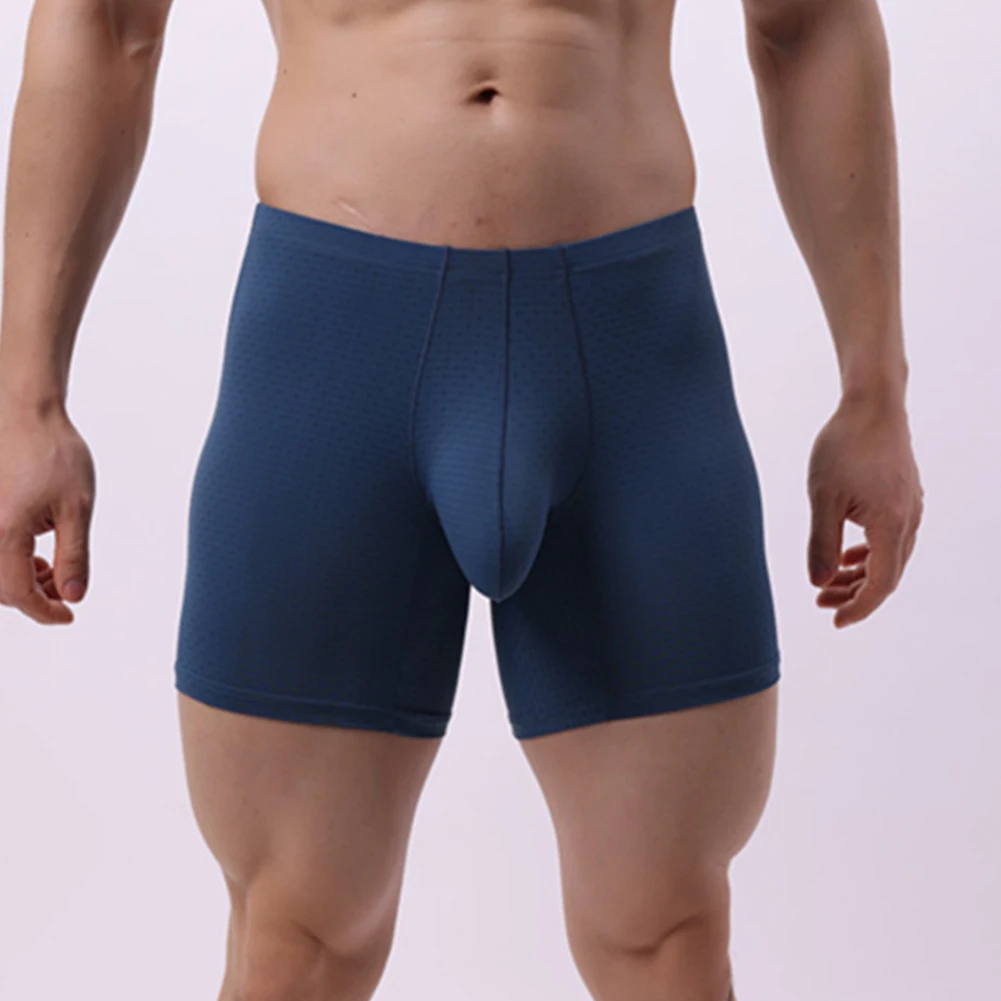 For Bedroom For Relaxation Green Seamless Underwear Long Leg Trunks Solid Pattern Applicable To Male Classic Style