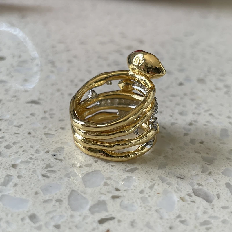 Eye stone multilayered entangled band rings for women elegant dainty wide rings unique cool unusual jewelry
