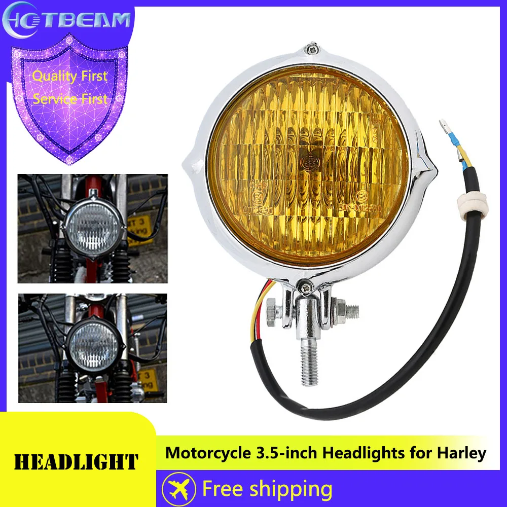 

Motorcycle 3.5inch Headlight for Harley Motorcycle Modified Accessories Retro Headlights Halogen Highlight Yellow White Headlamp