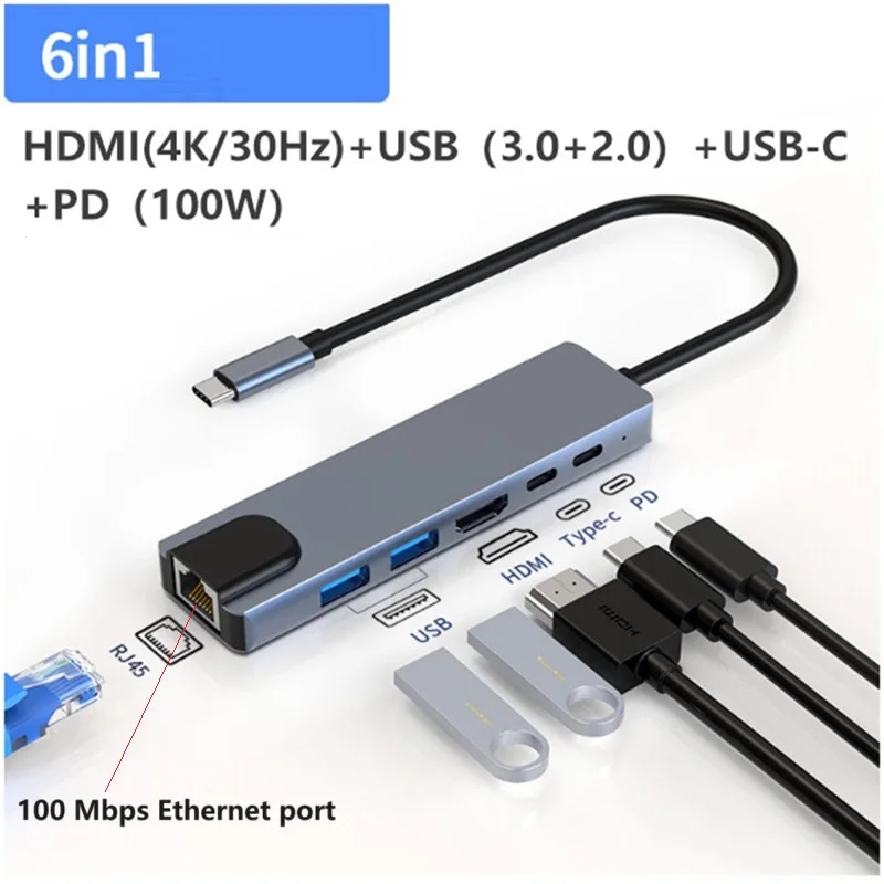 Type C Splitter HUB 3 4 5 6 7 8 9 in 1 USB 2.0 3.0 Hub USB C Hub Docking Station HDMI-Compatible Adapter Splitter Dock Extensior