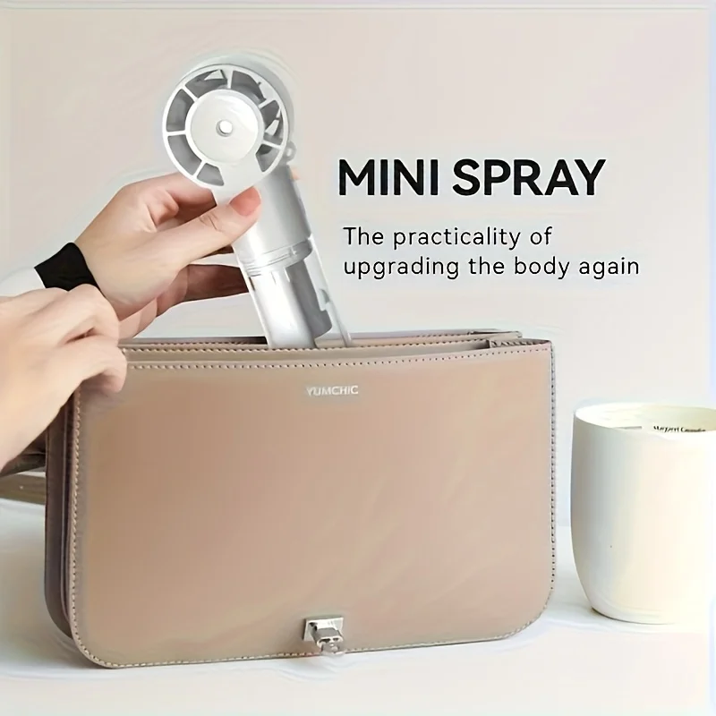 Portable USB Rechargeable Spray Fan with Lanyard - 1200mAh Battery, 4-Speed Adjustment Hands-Free Cool, Suitable for Women's Sum