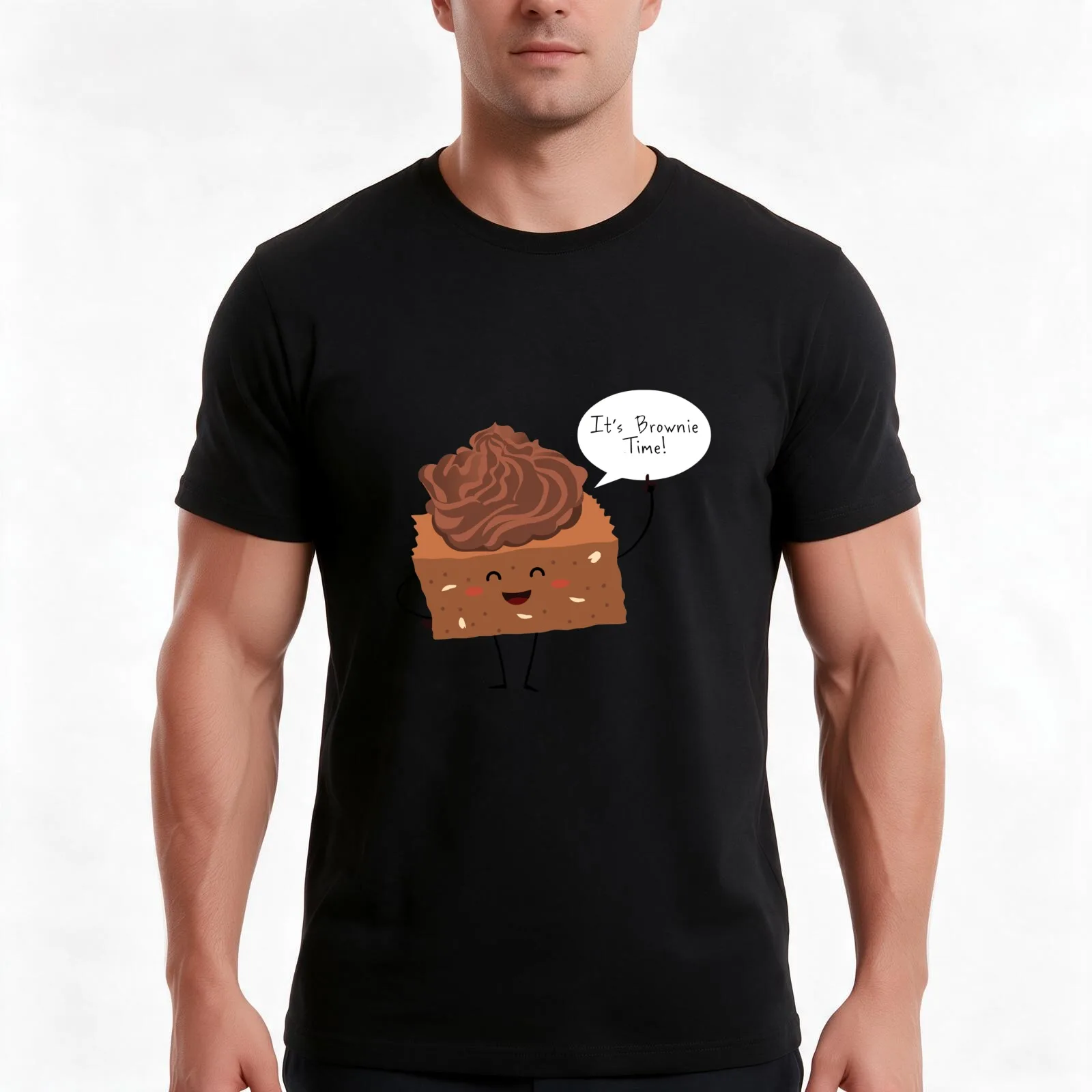 BROWNIE TIME! T-Shirt, Summer Casual Cotton Tee, Oversized Streetwear Tops, Vintage Graphic Print, Loose Fit Short Sleeve