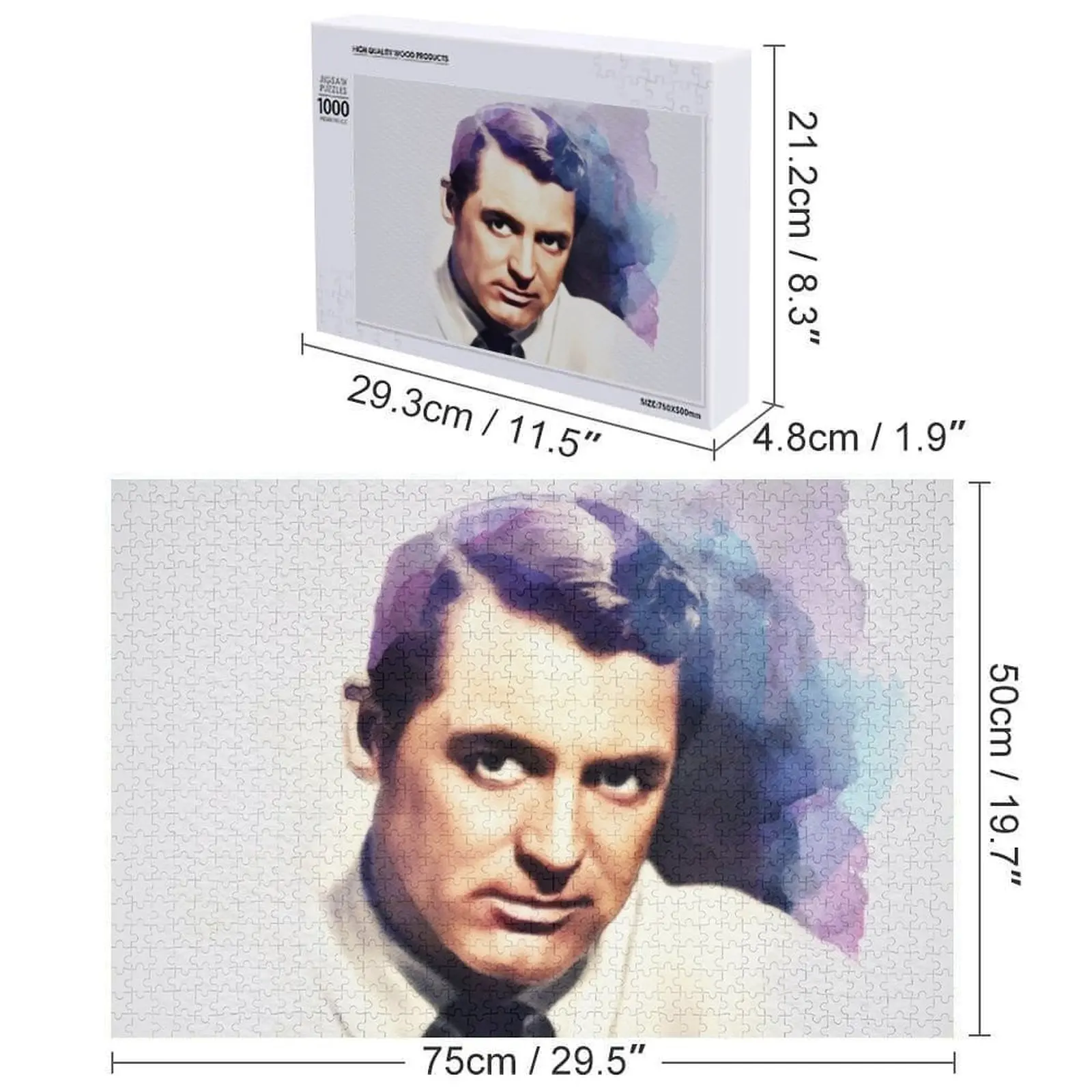 Cary Grant, legenda filmowa, puzzle drewniane dla dorosłych, drewniane puzzle ze zdjęciem, puzzle personalizowane.