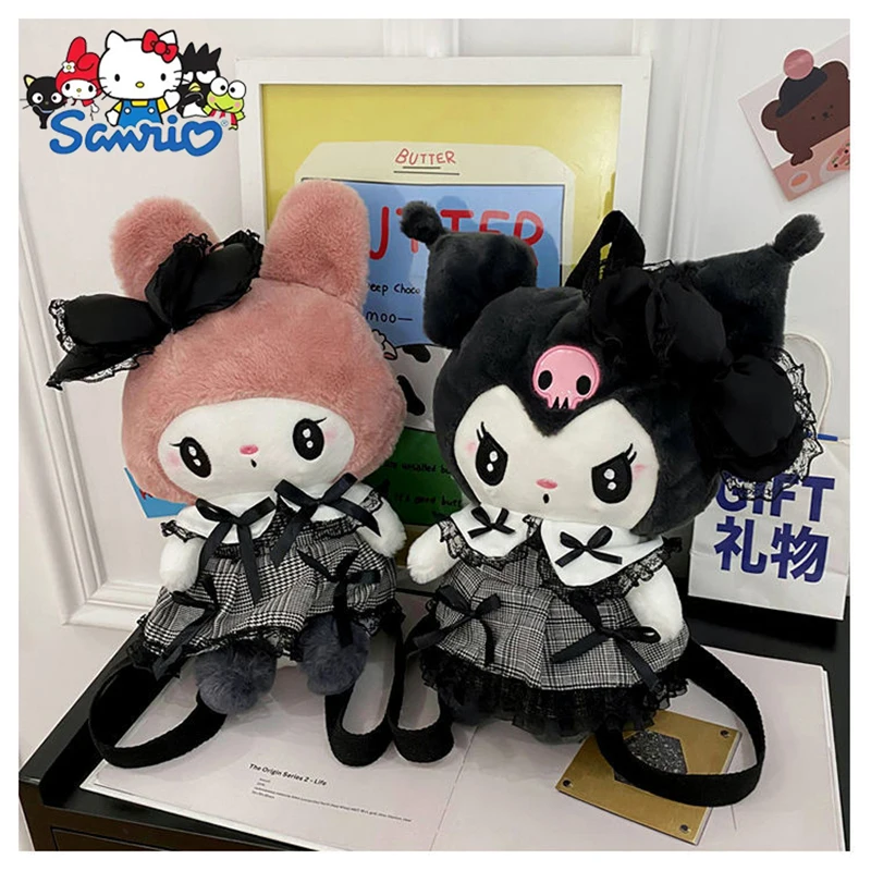 Mochila Sanrio Kuromi Melody Lolita, bolso de felpa con dibujos animados, bolso de hombro de gran capacidad, bolsa organizadora de muñecos esponjosos, regalo para novia