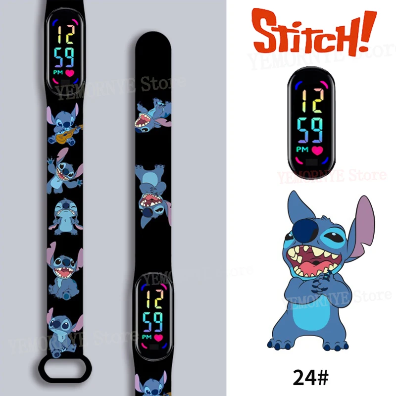 Disney Stitch-relojes digitales para niños, figuras de Anime, LED táctil luminoso, pulsera deportiva para niños, reloj Digital impermeable, juguete de cumpleaños