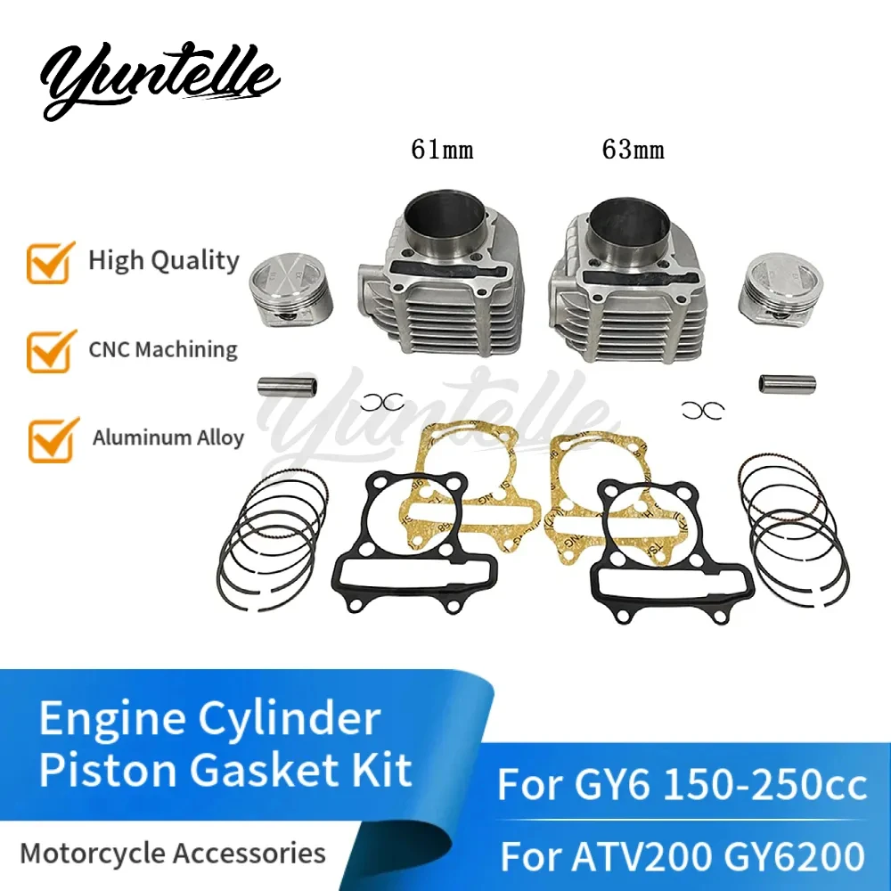 61mm 62.5mm 63mm Engine Cylinder Piston Gasket Ring Kit For GY6 150-250cc ATV200 GY6200 KY6 Scooter ATV Motorcycle Accessories