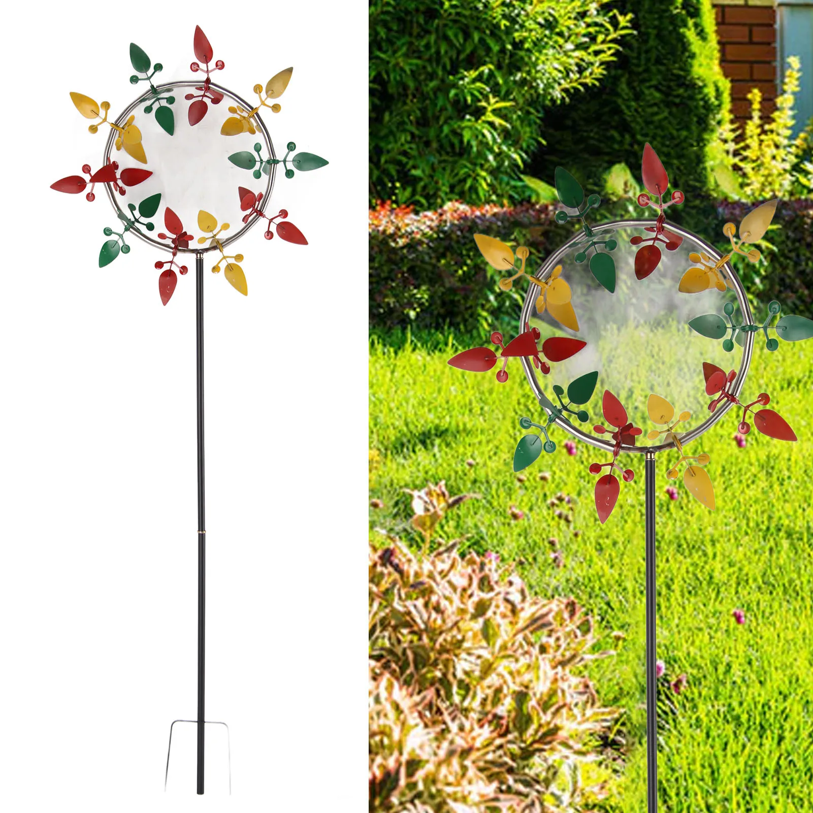 

Outdoor Windmill Decoration Stainless Steel Smoothly Bearing Bright Color Beautiful Wind Spinner For Lawn Garden Porch