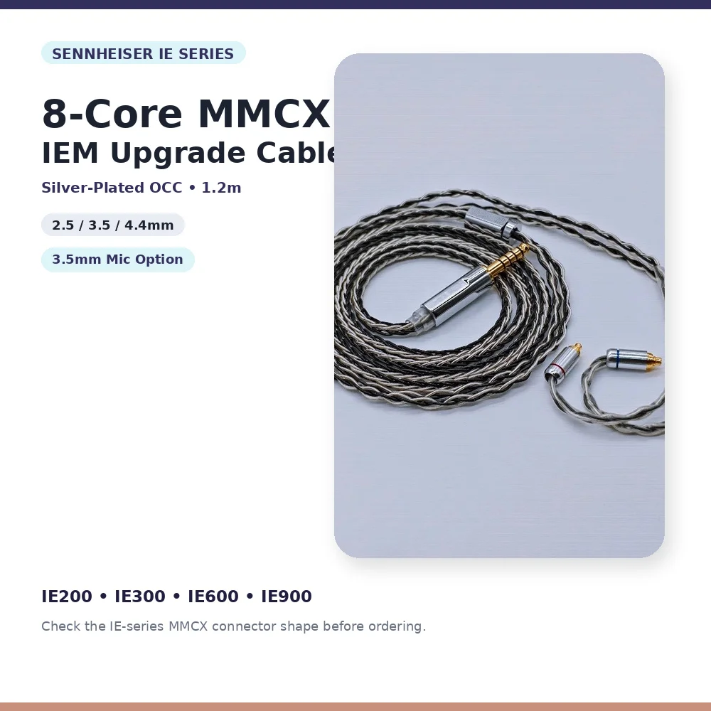 4.4/2.5mm Balanced Cable for Sennheiser IE200-900 with Mic