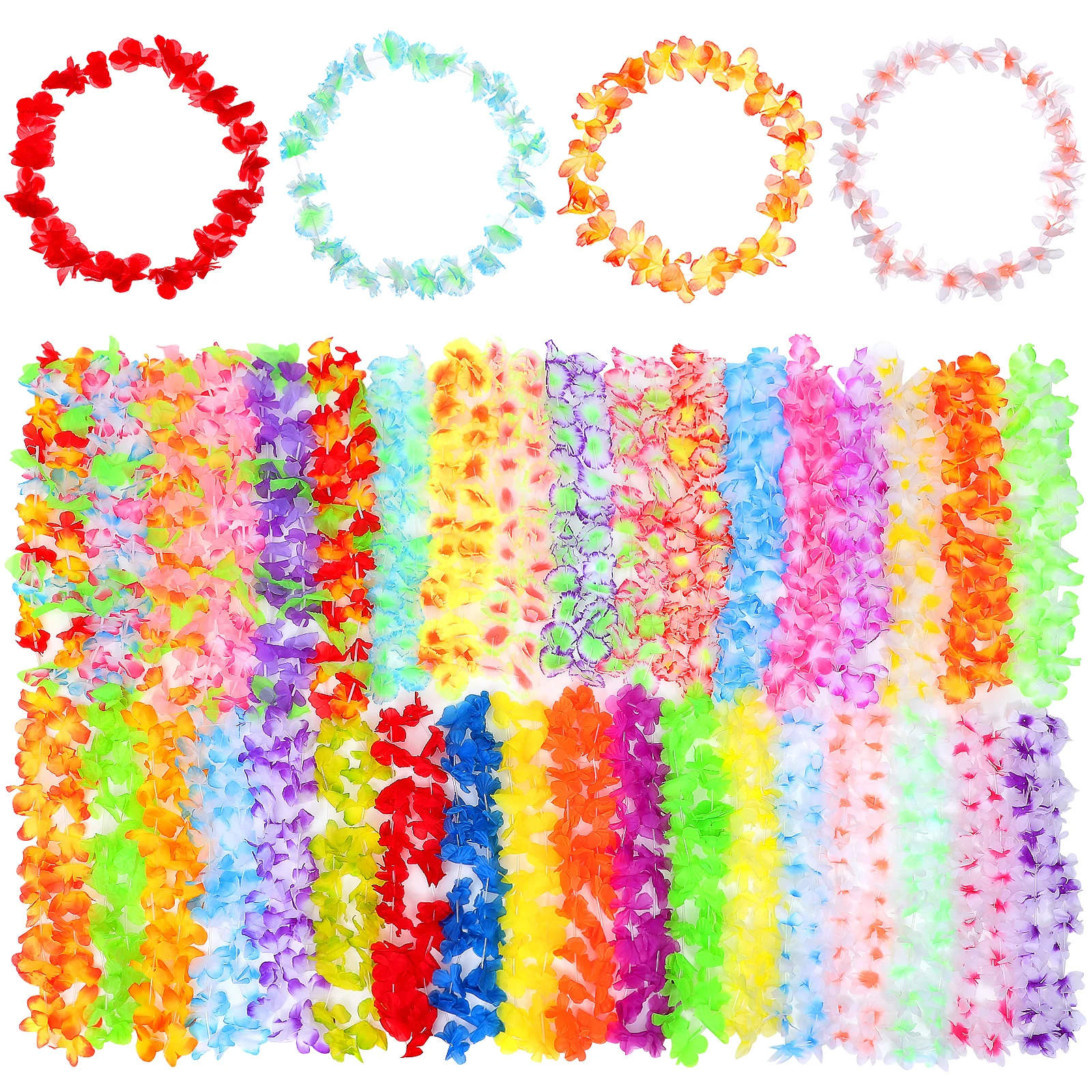 

36PCS Garland Set Hawaii Leis Neck Wreath Necklace Hanging Artificial Flowers Lightweight Tropical