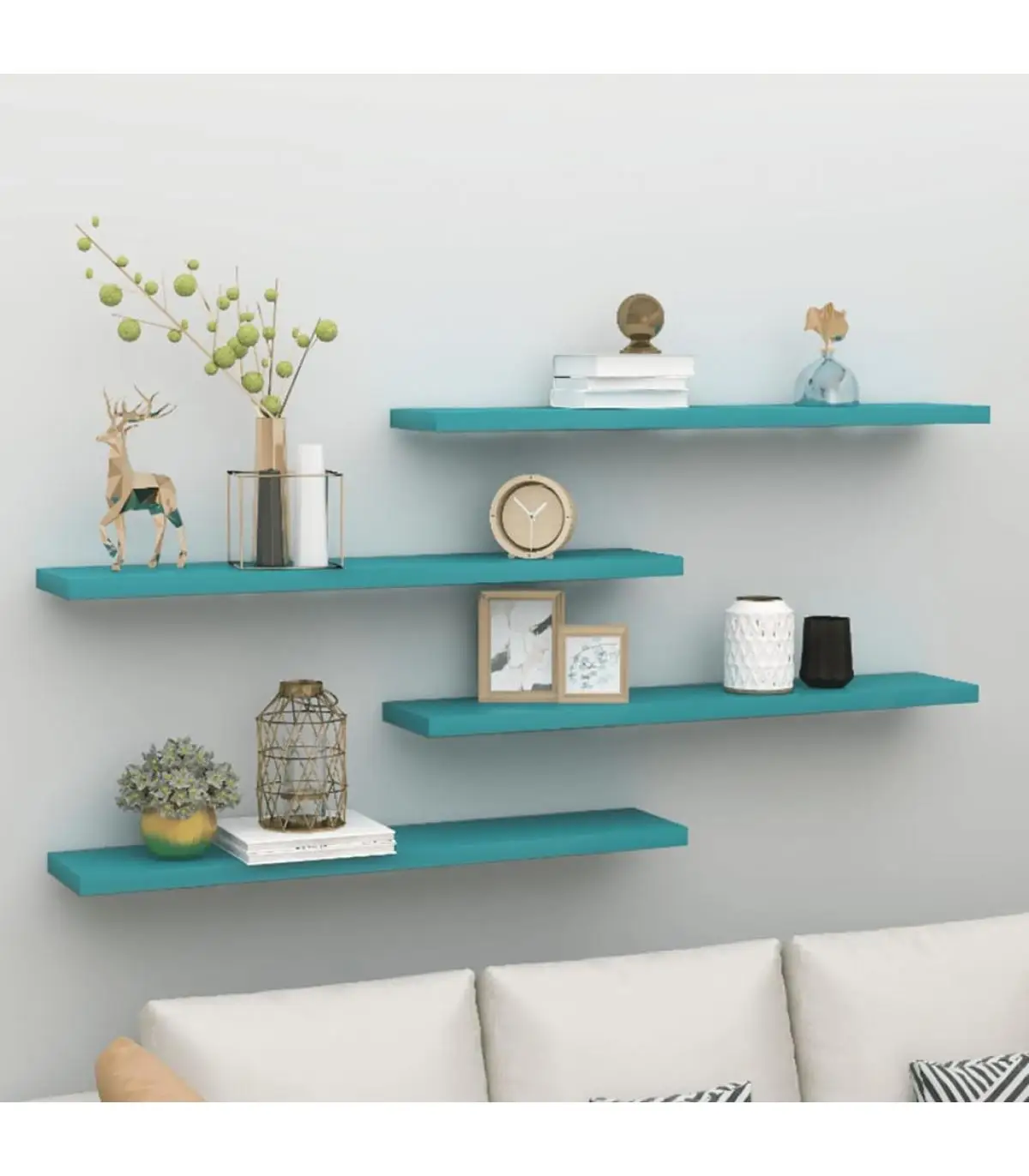 Shelves and shelves floating shelves 4 Pcts blue MDF 120x23,5x3,8cm