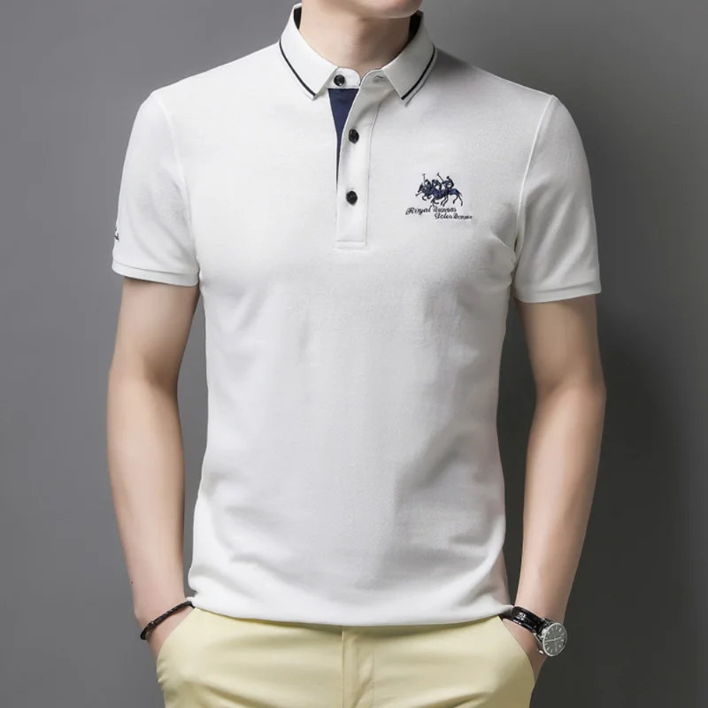 New Embroidered Polo Shirt Men's High-end Luxury Top Summer Casual Lapel Short Sleeve T-shirt