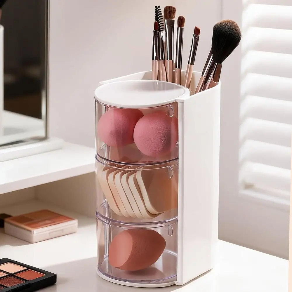 Hot 3-Layer Makeup Brush Holder Rotatable Space-Saving Vanity Clear Acrylic Storage Hair Accessories Organizer for Girls