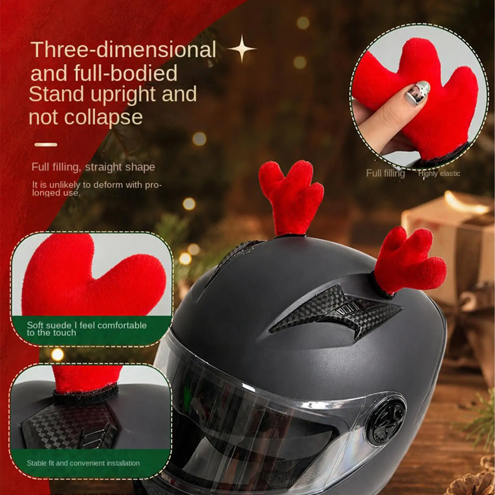 Helmet Decoration 1 Pair of Christmas Antlers Helmet Decor DIY Helmet Accessories Helmet Styling Stickers Christmas decor