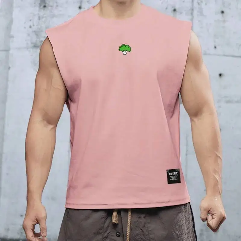 

Summer Men S Fiess Sleeveless Broccoli Vest Bodybuilding Tank Tops Brand Gym Breathable Workout Undershirt Man Casual Clothing