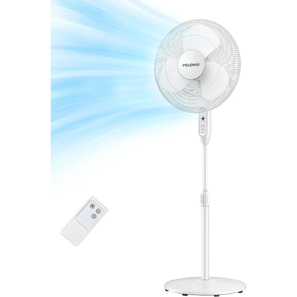 

2024 New 16'' Pedestal Remote Control Oscillating Stand Up Fan 7-Hour Timer, 3-Speed, and Adjustable Height