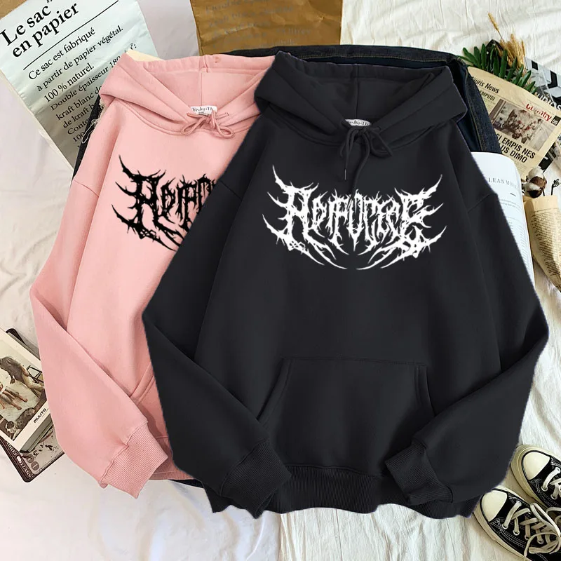 Harajuku Hoodies for Men Sweatshirt Warm Gothic Streetwear Punk Hoodie Horror Fashionable Simple Letter Print Woman Clothes Tops