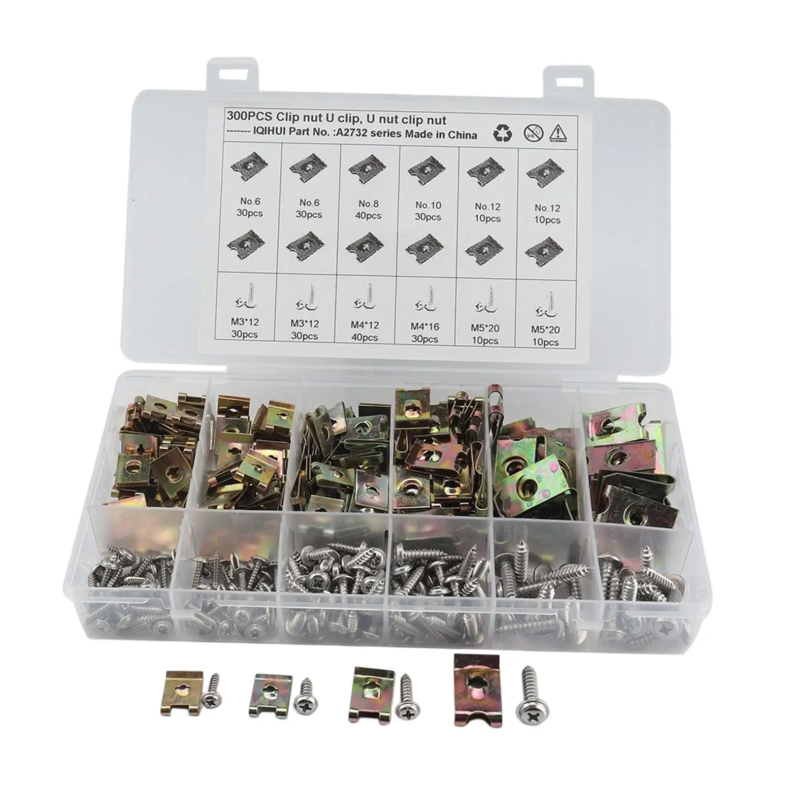 Interior Nut Clip Screw Fastener Assorted Set 300PCS Stainless Steel Kit for Auto Motorcycle Door Panel