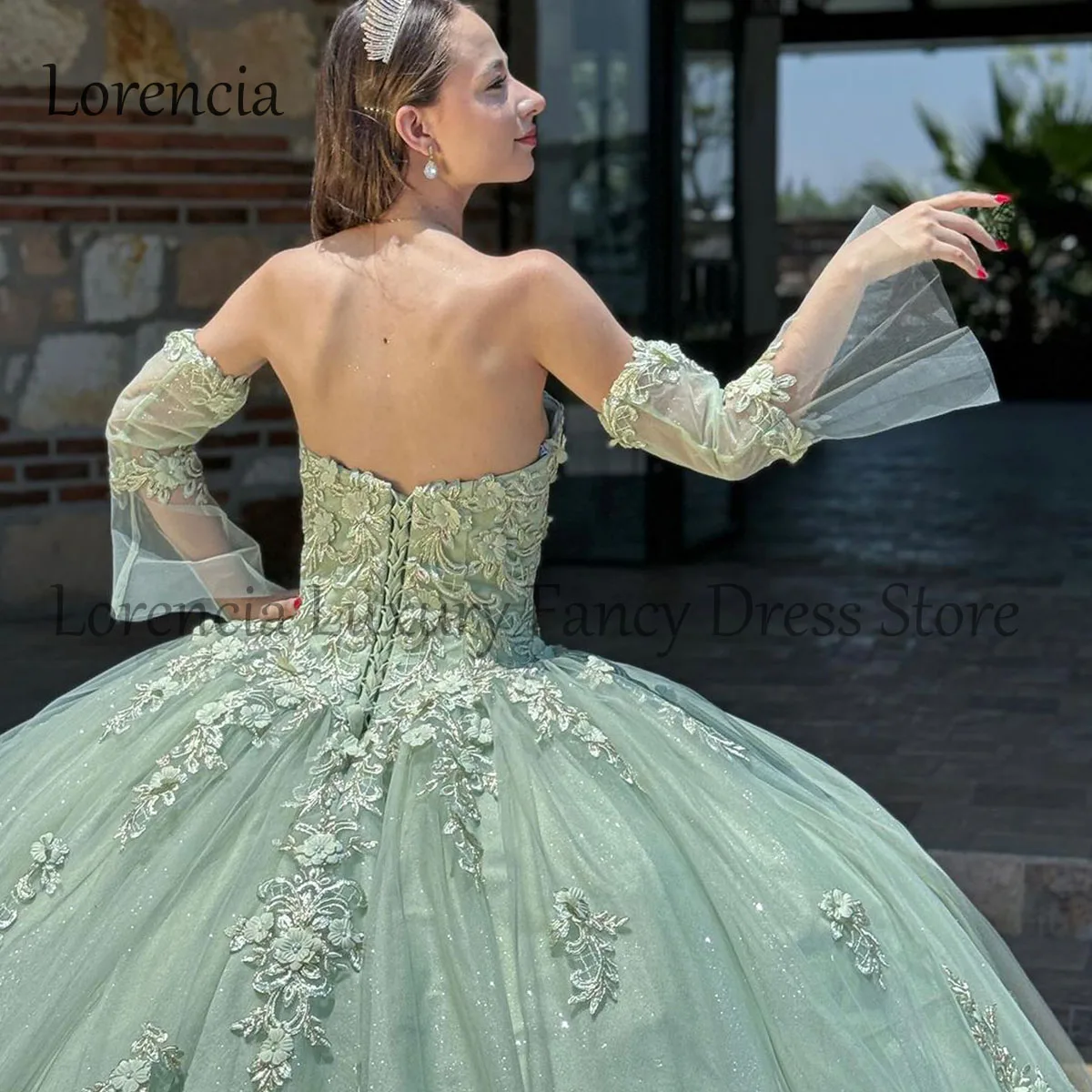 Quince anera Kleid süß 16 15 Ballkleid mexikanische 3d Blumen Applikation Perlen offen zurück Abend Party Kleider Vestidos de XV Anos