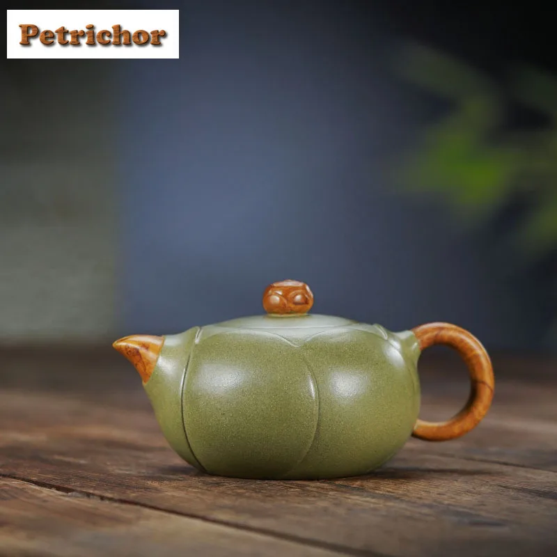 

350ml Creative Yixing Purple Clay Teapots Handmade Pure Lotus Pot Raw Ore Bean Green Mud Tea Brewing Kettle Zisha Tea Set Craft