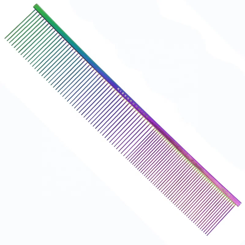 

pet hair comb Dog Cat Grooming salon Metal tool Titanium Plating long needle Fine/Coarse pet hair comb factory Wholesale OEM new